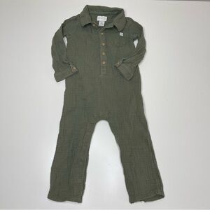 100% Organic Cotton Baby One-Piece Outfit / Romper (Olive Green) Size 24 Months